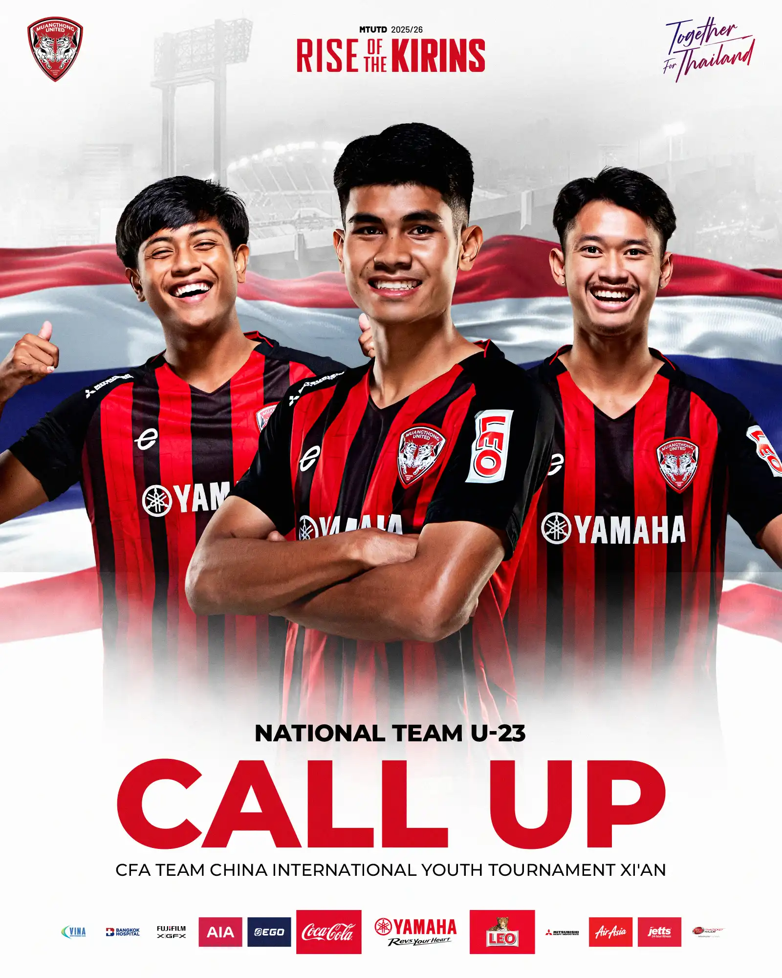 Muangthong United: Three Young Kirins Called Up to Thailand U23 Squad for China Tournament
